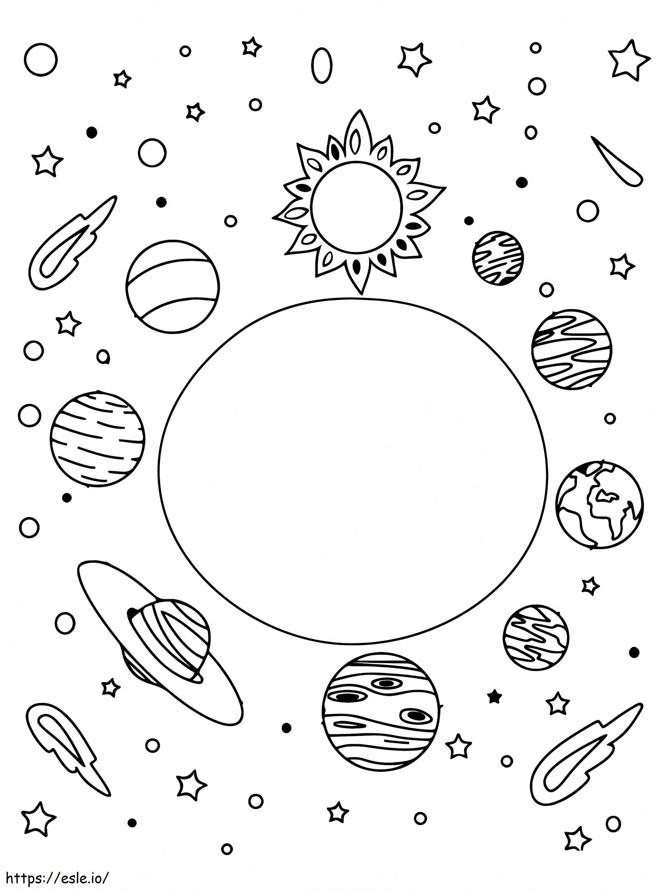 太陽系の惑星と星 ぬりえ - 塗り絵