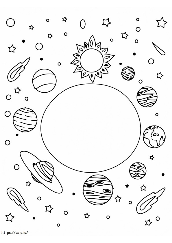 太陽系の惑星と星 ぬりえ - 塗り絵