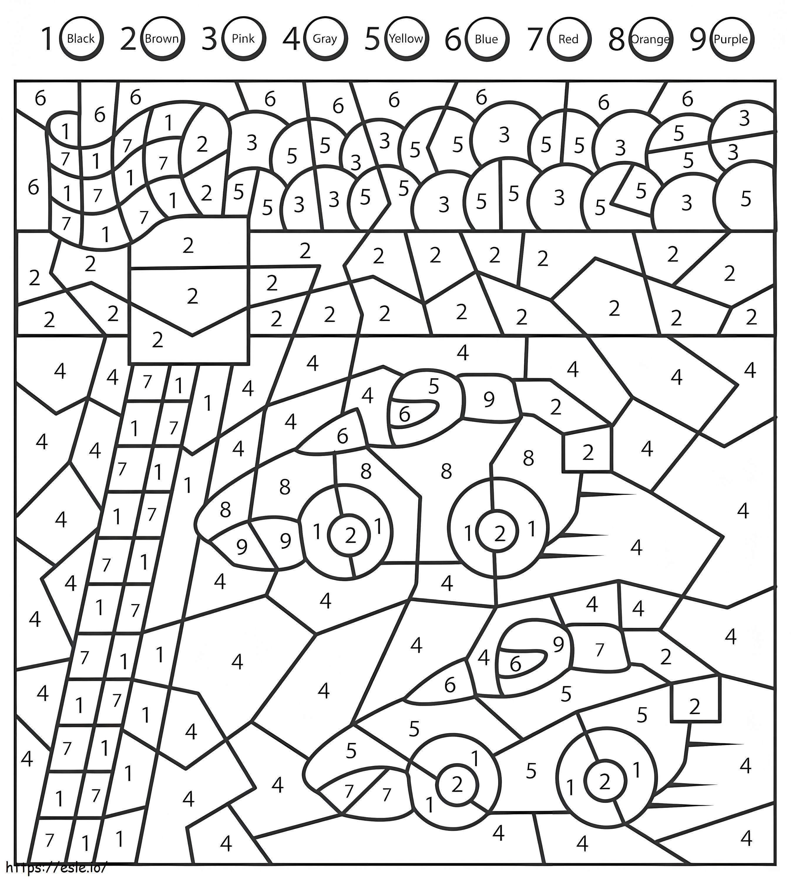 Racing Cars Color By Number coloring page