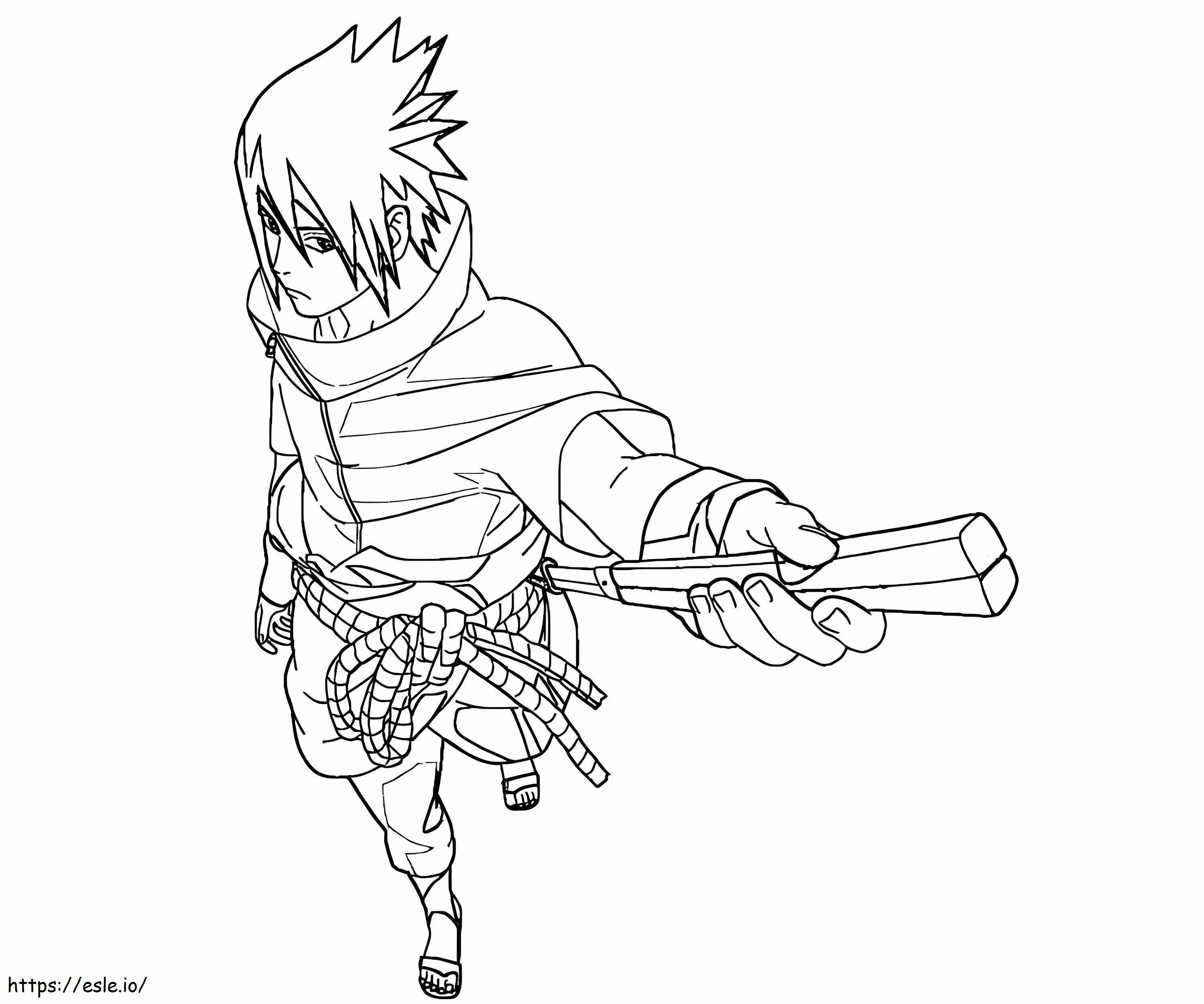 Coloriage Sasuke avec son épée à imprimer dessin