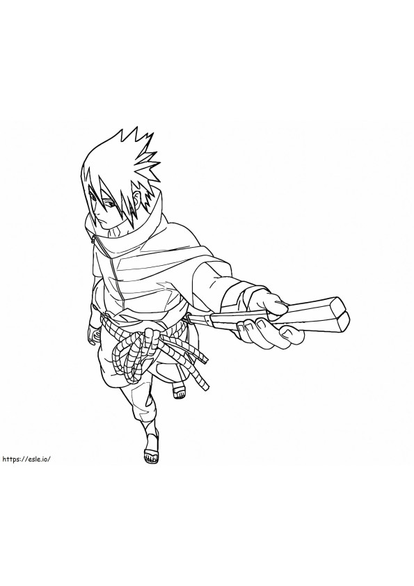 Sasuke miekkansa kanssa värityskuva