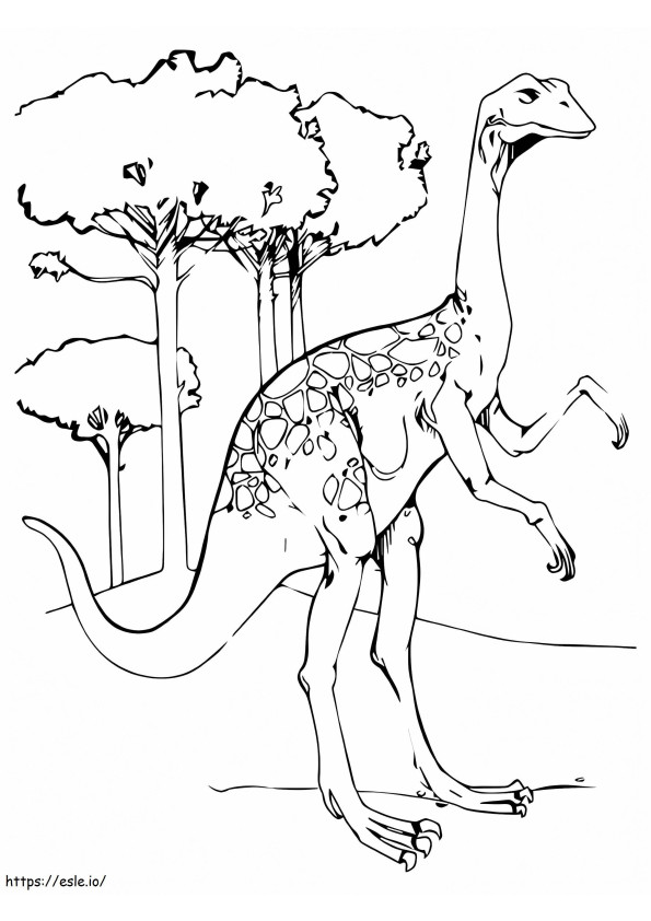 Plateosaurus ja Hesperosuchus-dinosaurukset värityskuva