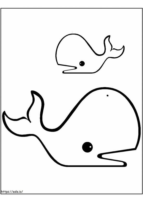 2 頭のクジラを描く ぬりえ - 塗り絵