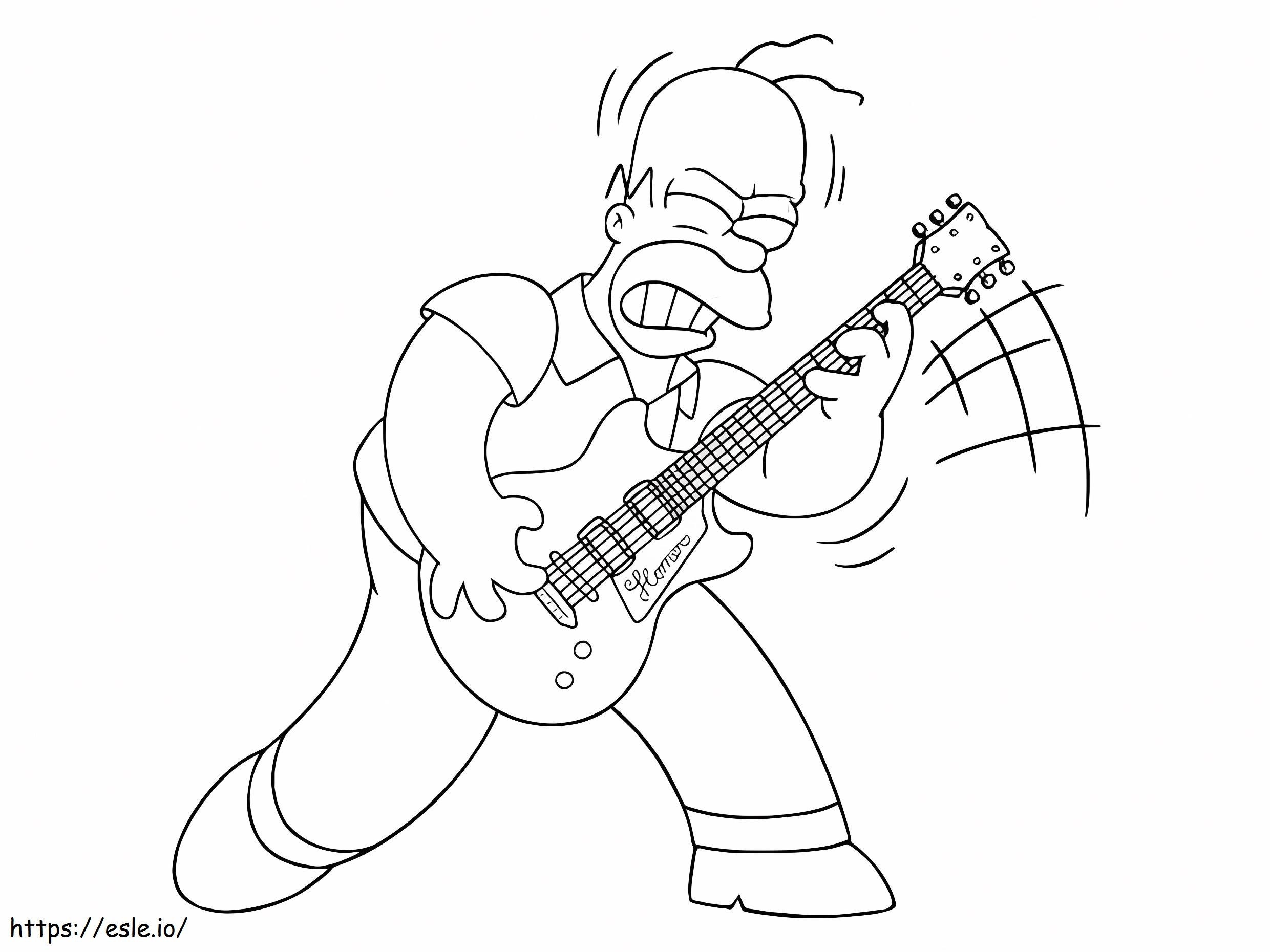 Hommer tocando la guitarra 2 para colorear