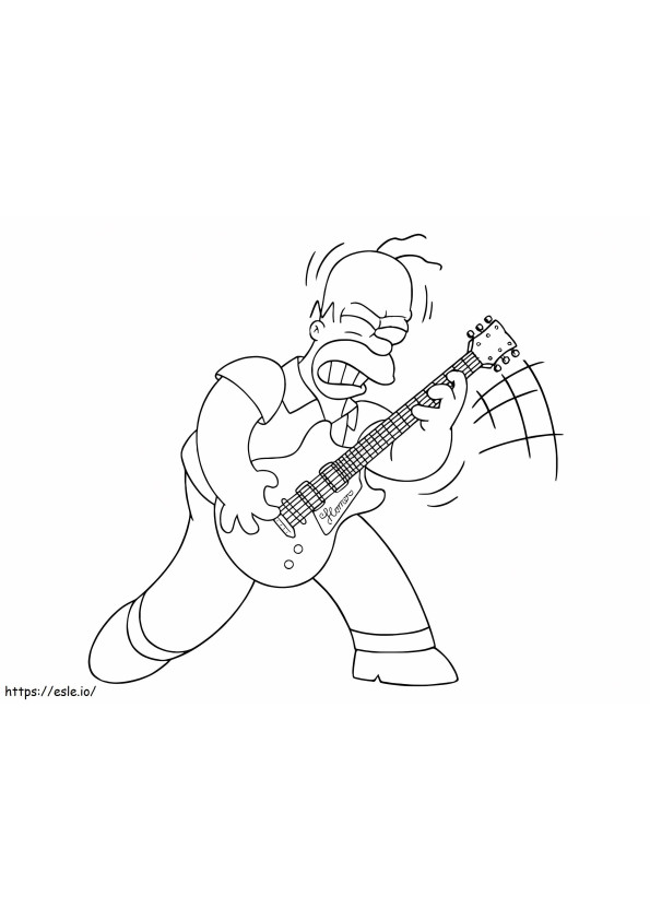 Hommer tocando la guitarra 2 para colorear