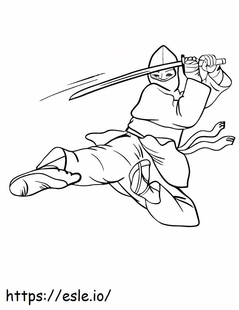 Ninja-sprong kleurplaat kleurplaat