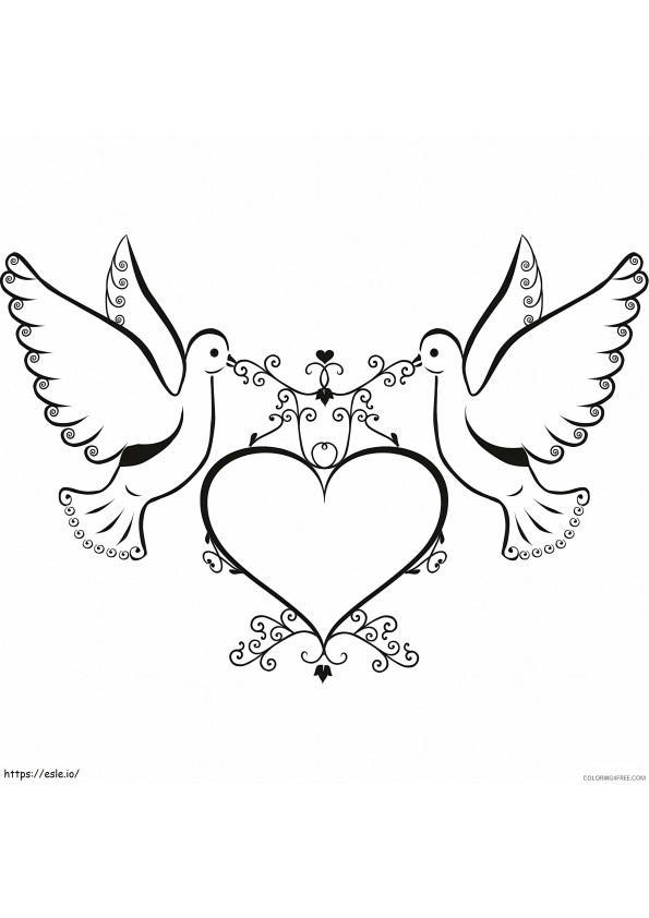Coloriage Pigeon avec coeur à imprimer dessin