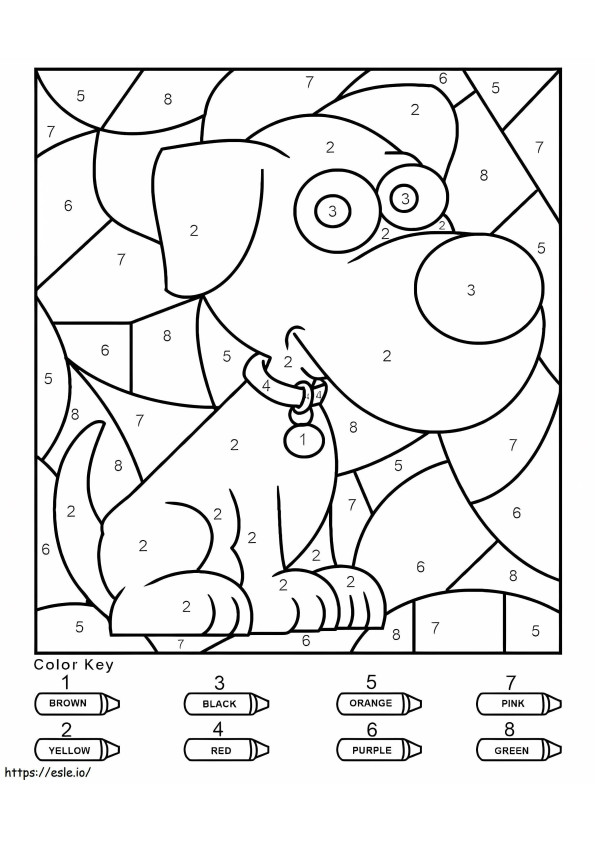 Cute Dog Color By Number coloring page