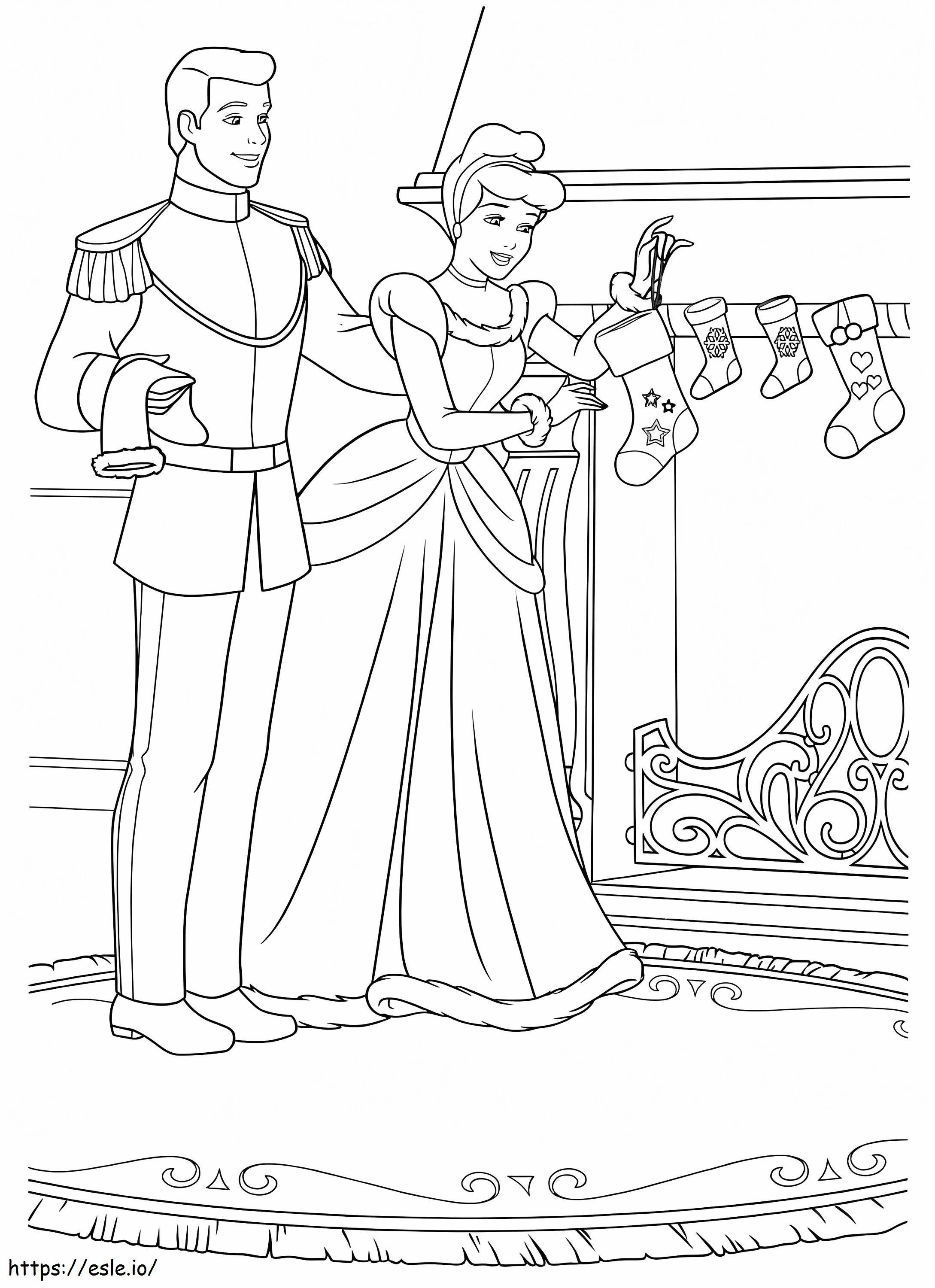 Cinderella Disney Christmas coloring page
