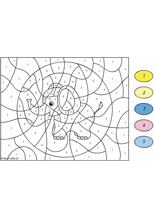 Elephant Color By Number coloring page