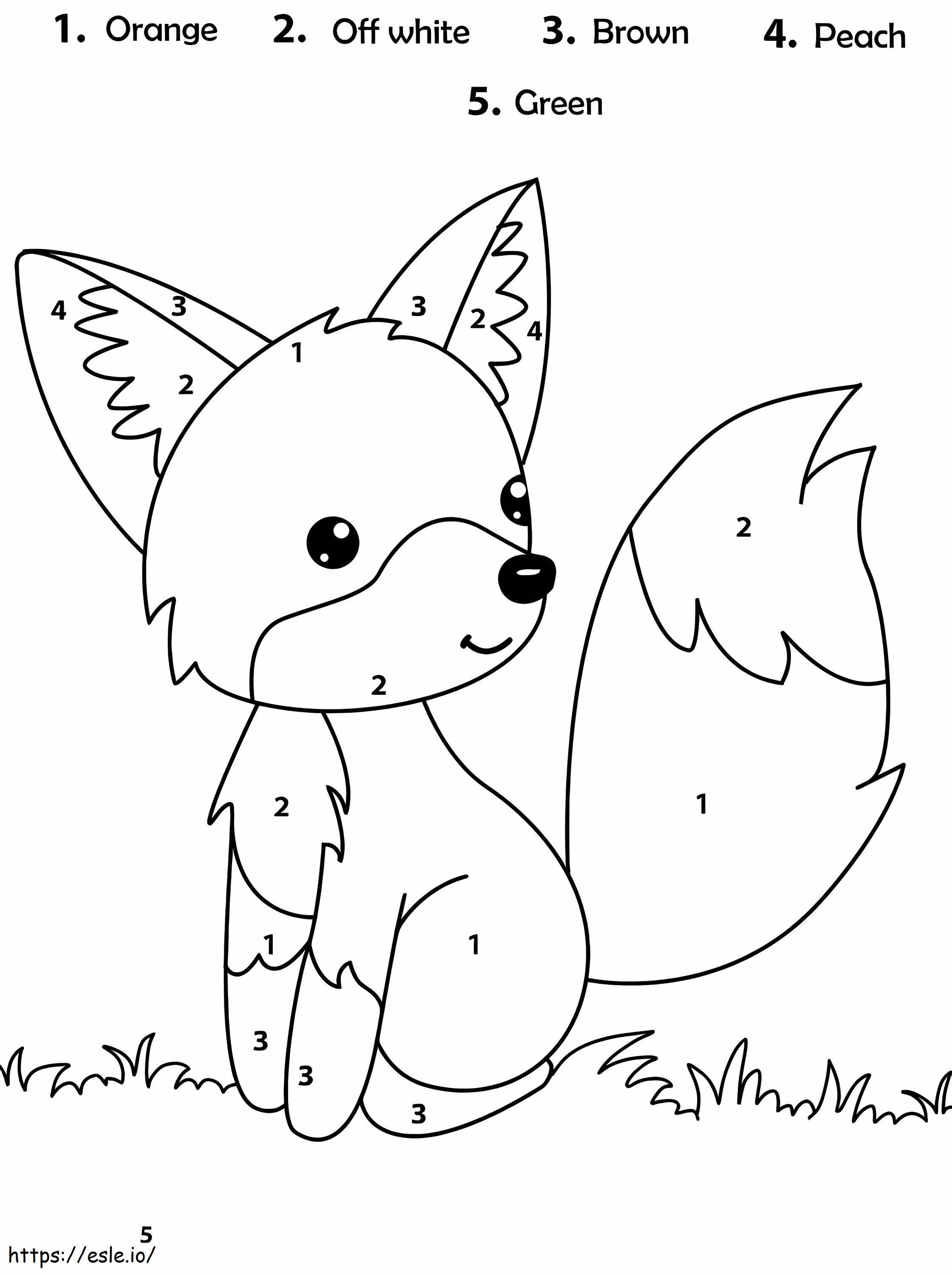 Adorable Fox Color By Number coloring page
