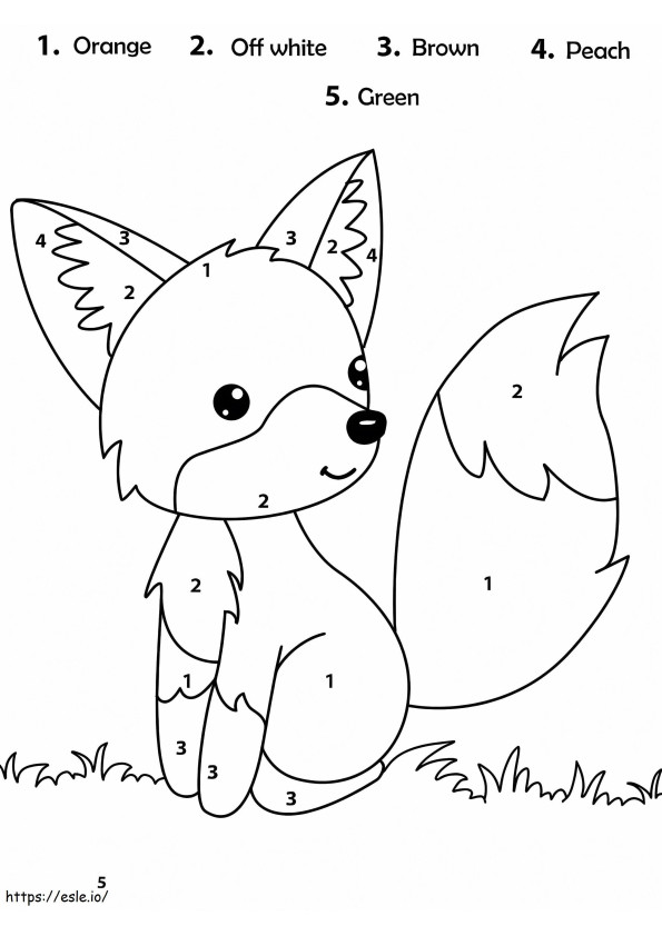 Adorable Fox Color By Number coloring page