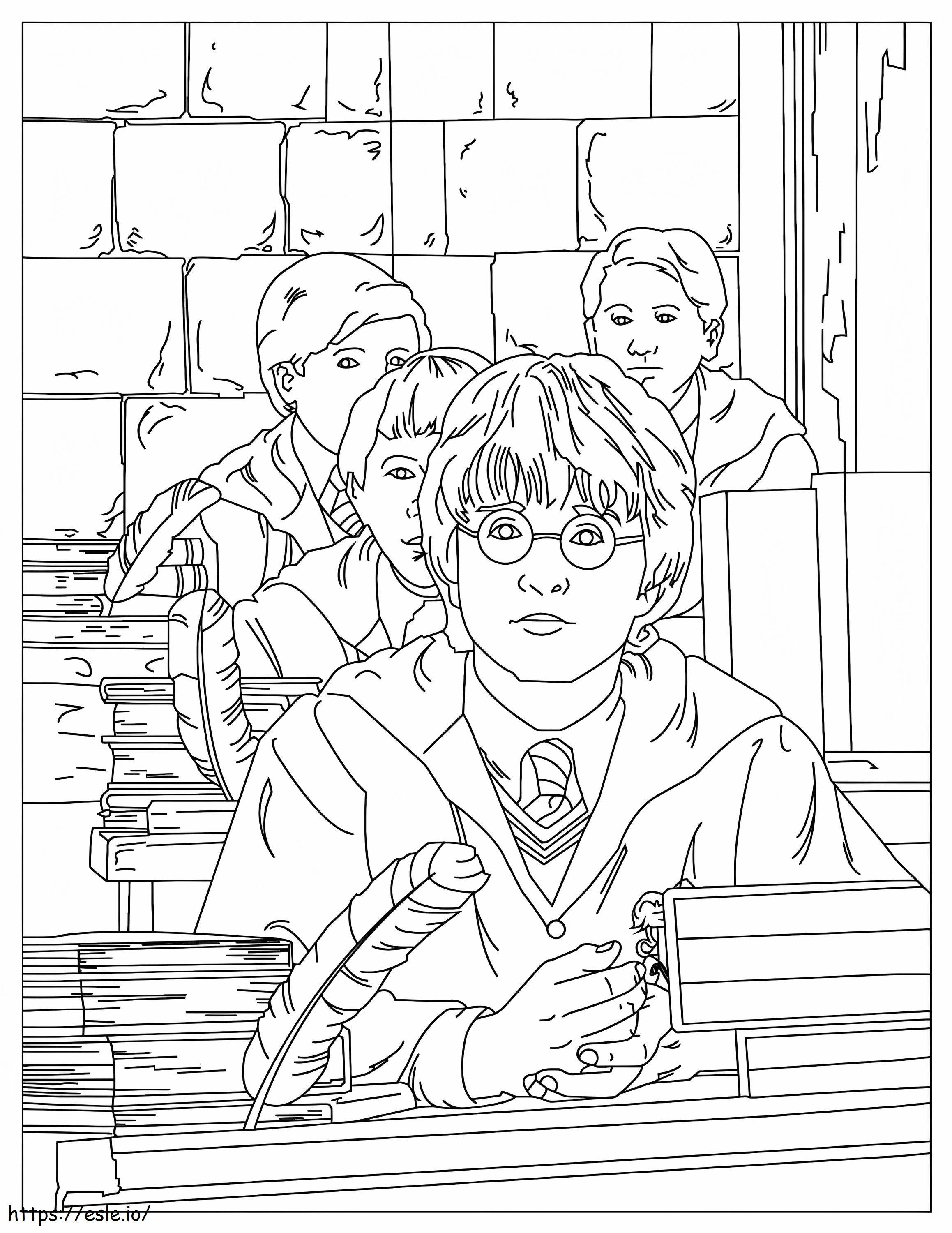 Harry Potter na sala de aula para colorir