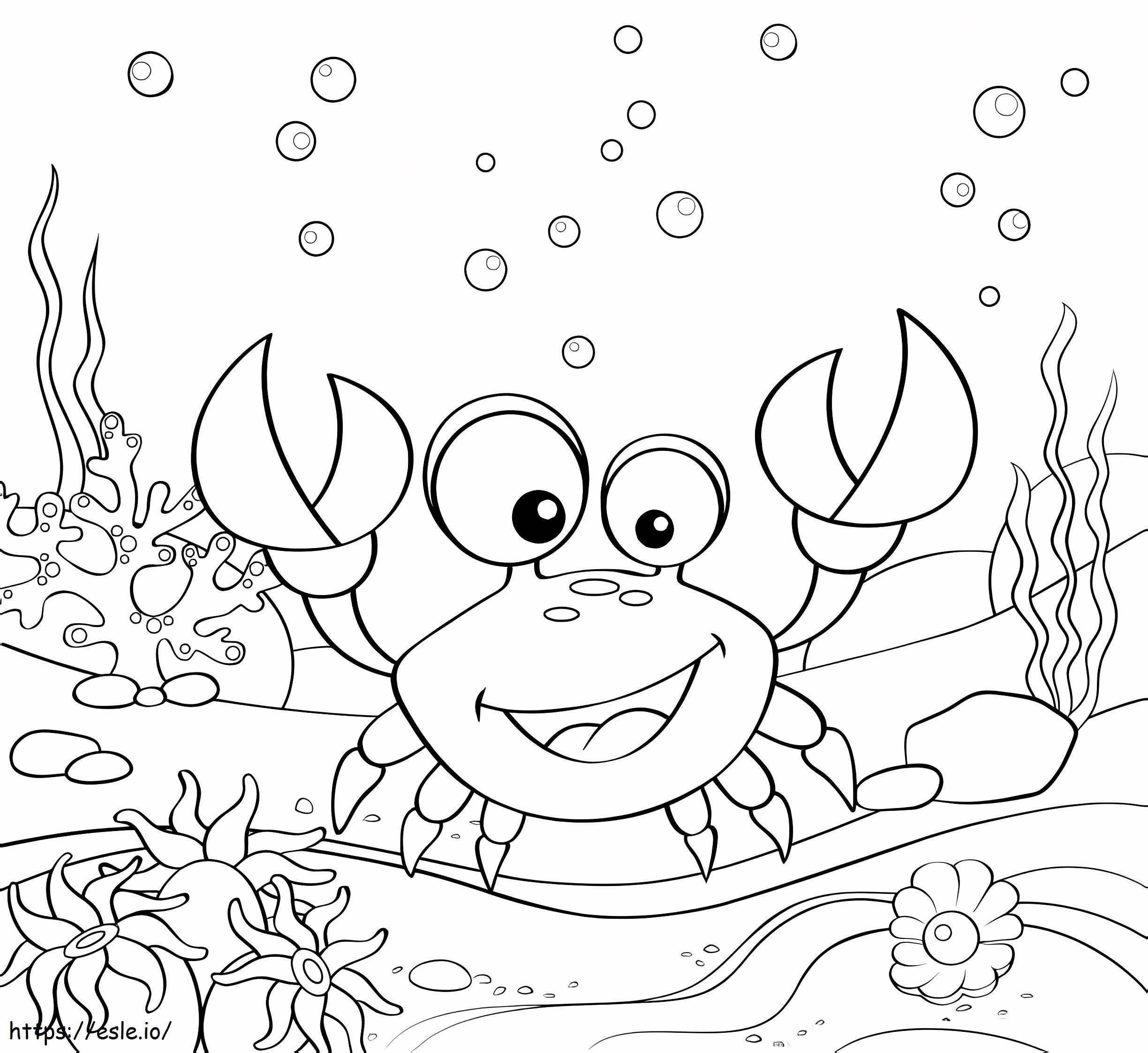Coloriage Crabe drôle dans la mer à imprimer dessin