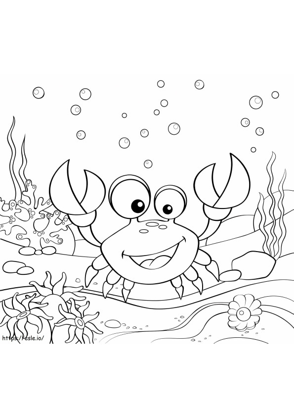 Funny Crab In The Sea coloring page