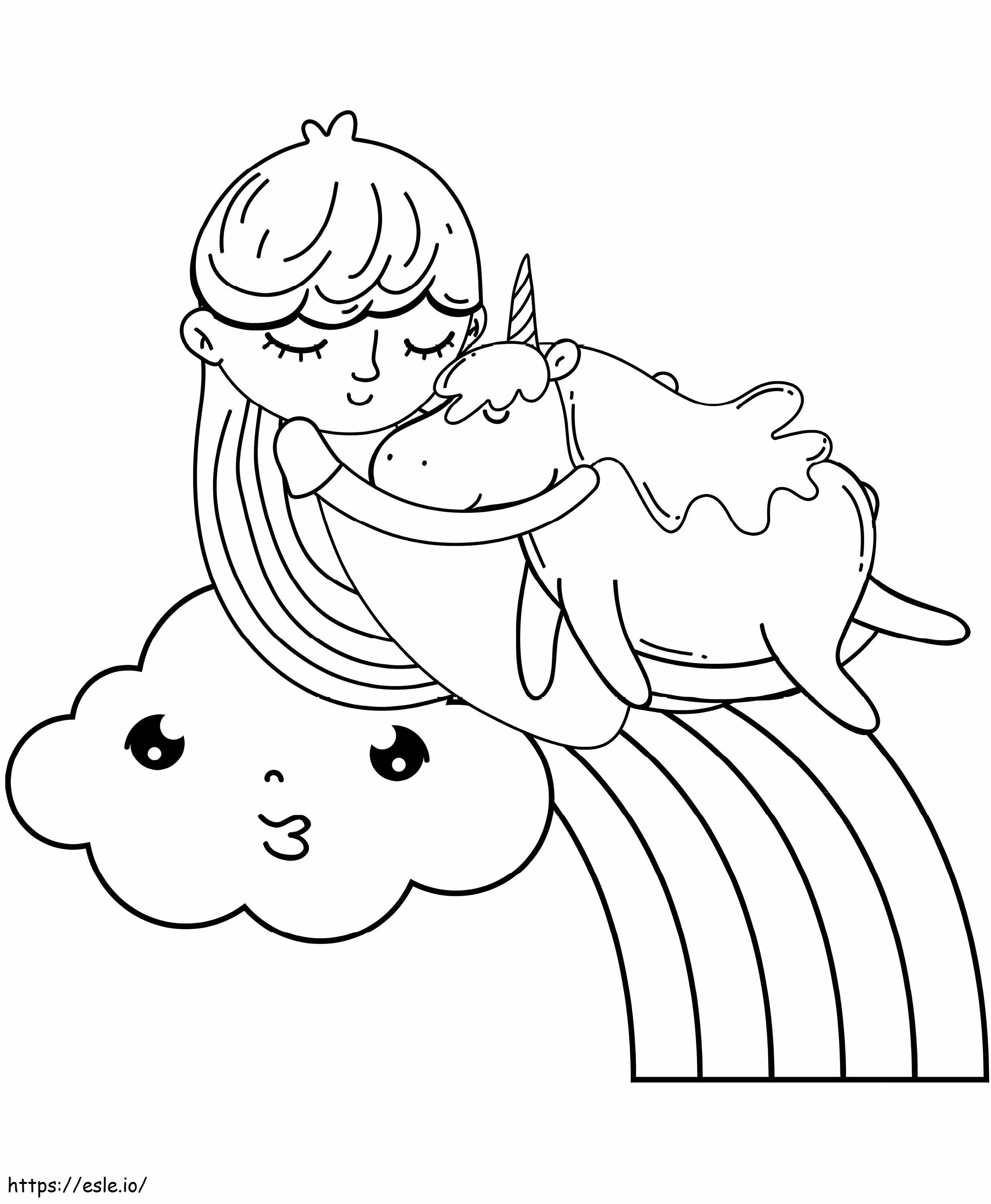 1564621060 Fată Dormită Cu Unicorn A4 de colorat