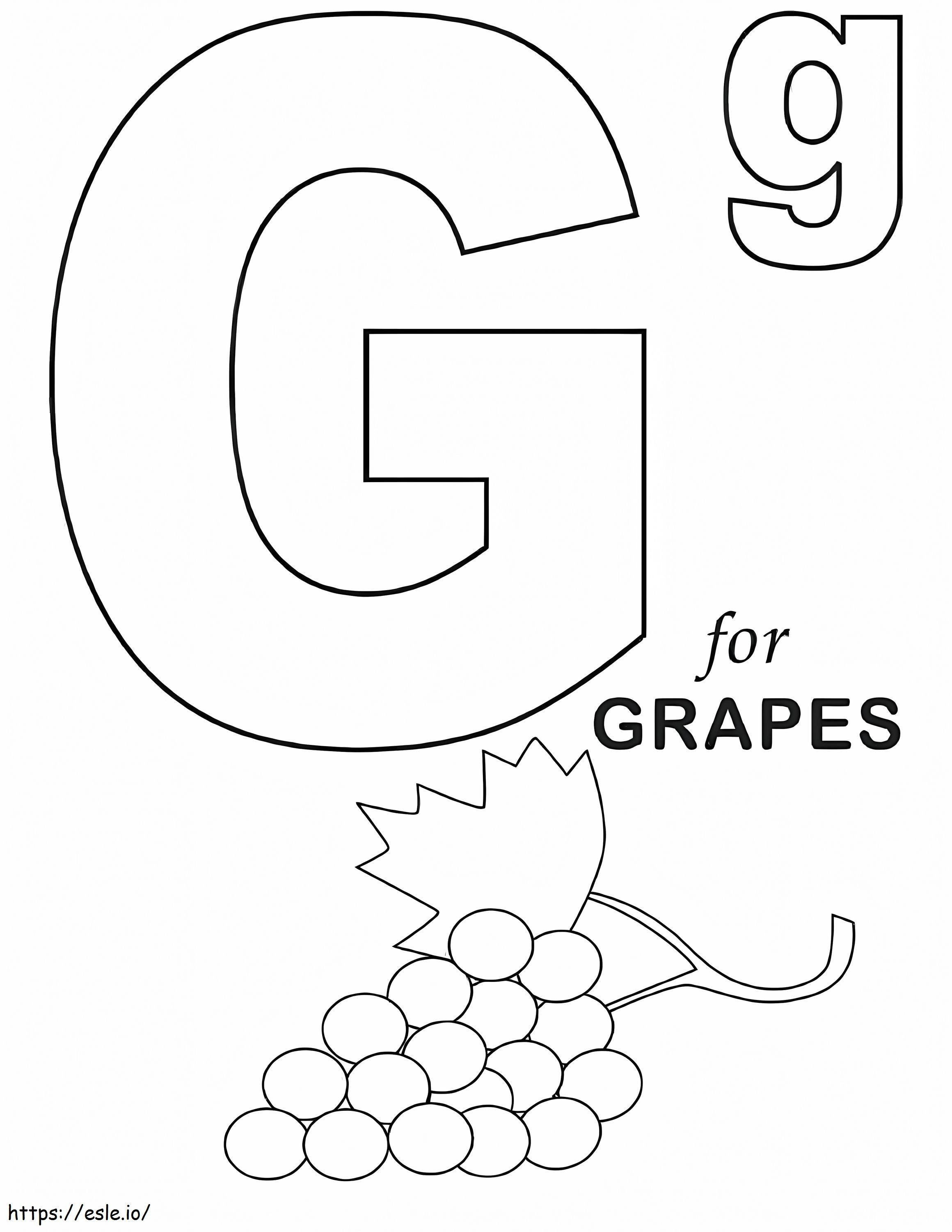 Letra G de uvas para colorear