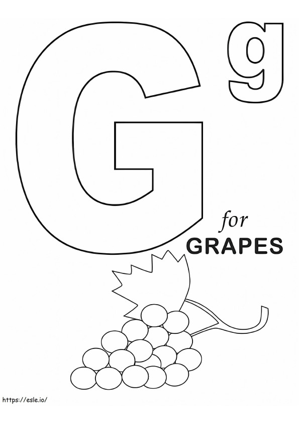 Coloriage Lettre G De Raisins à imprimer dessin