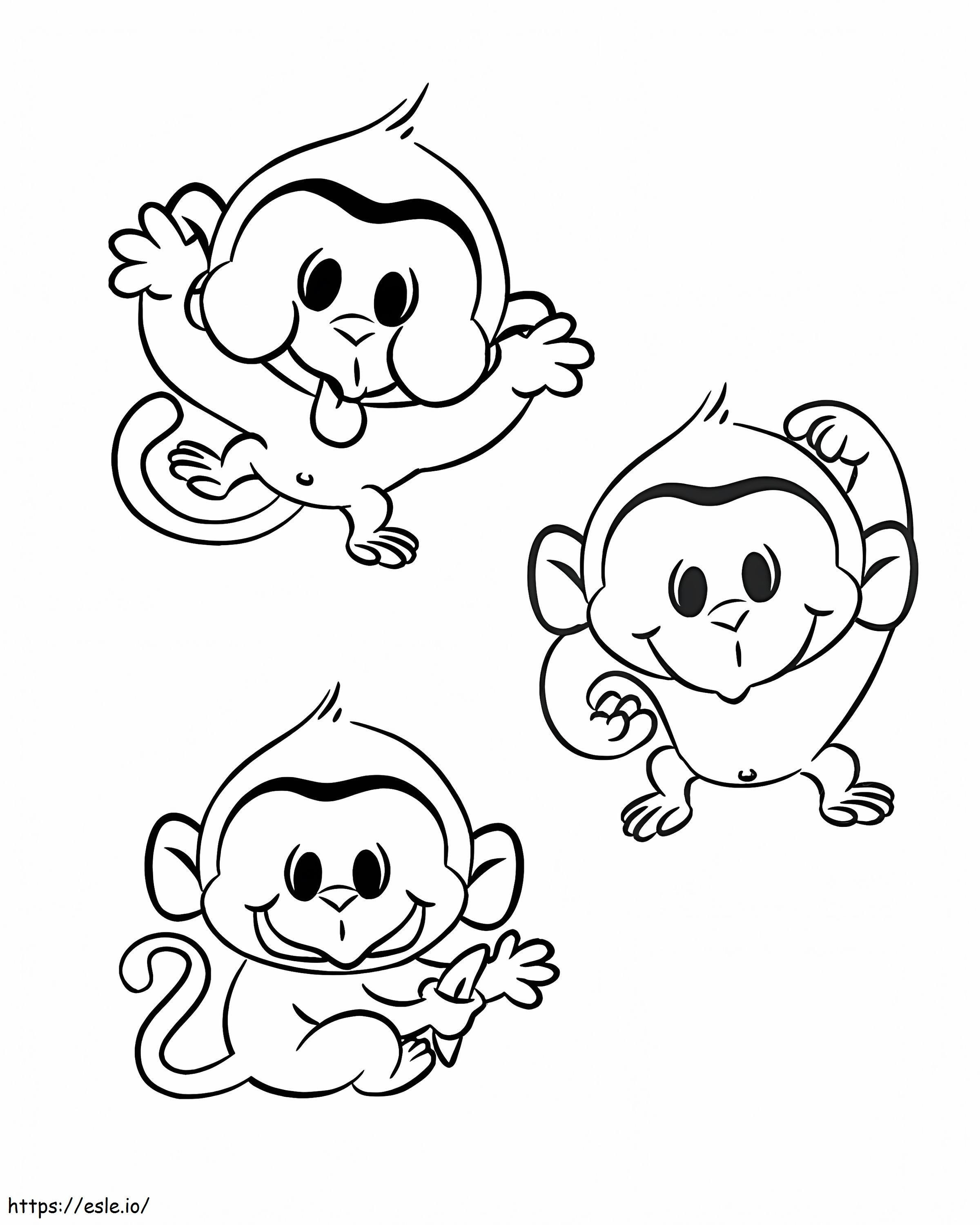 Macacos Fofos para colorir
