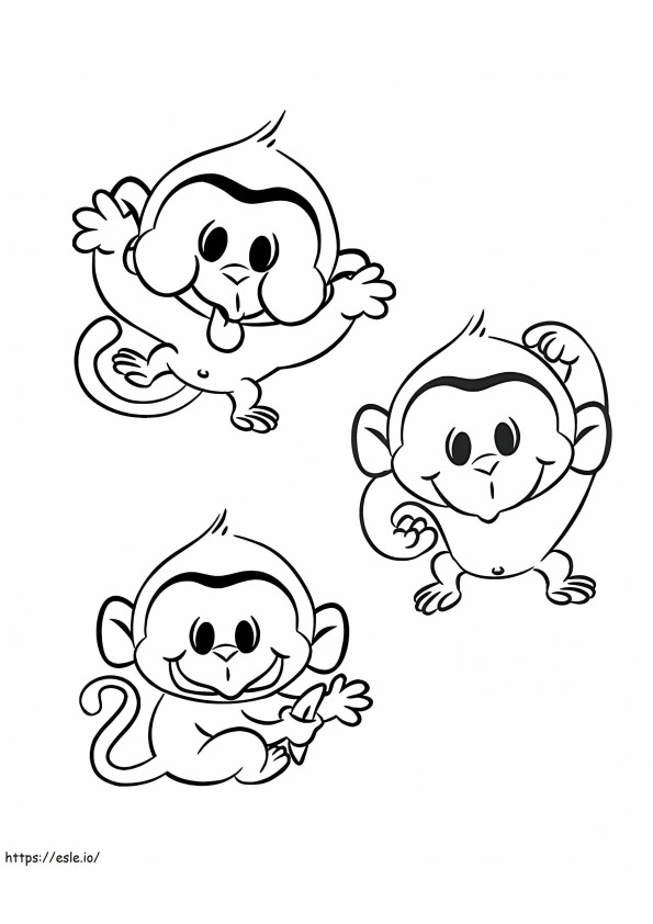 Śliczne małpy kolorowanka