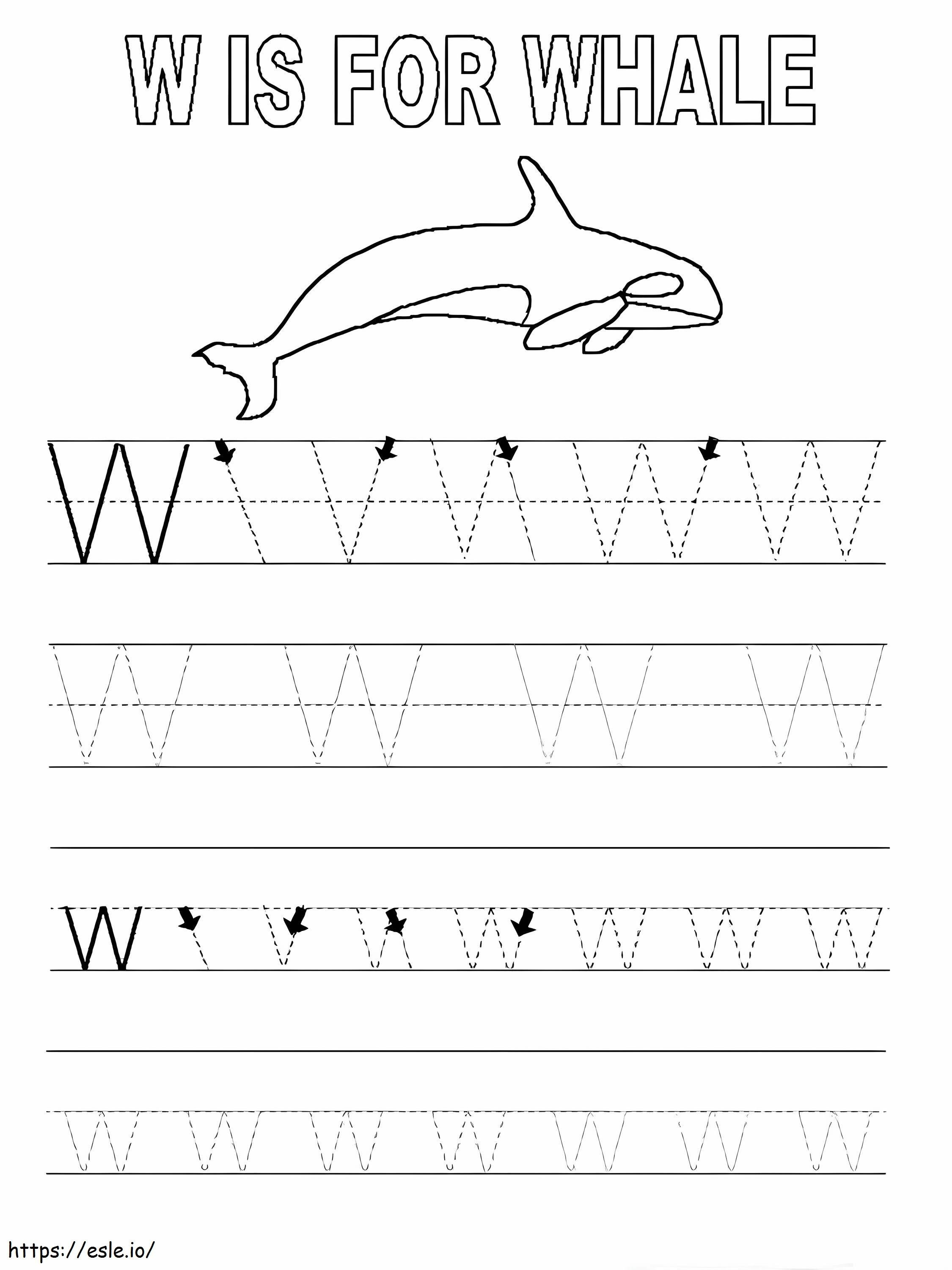Letter W Tracing coloring page