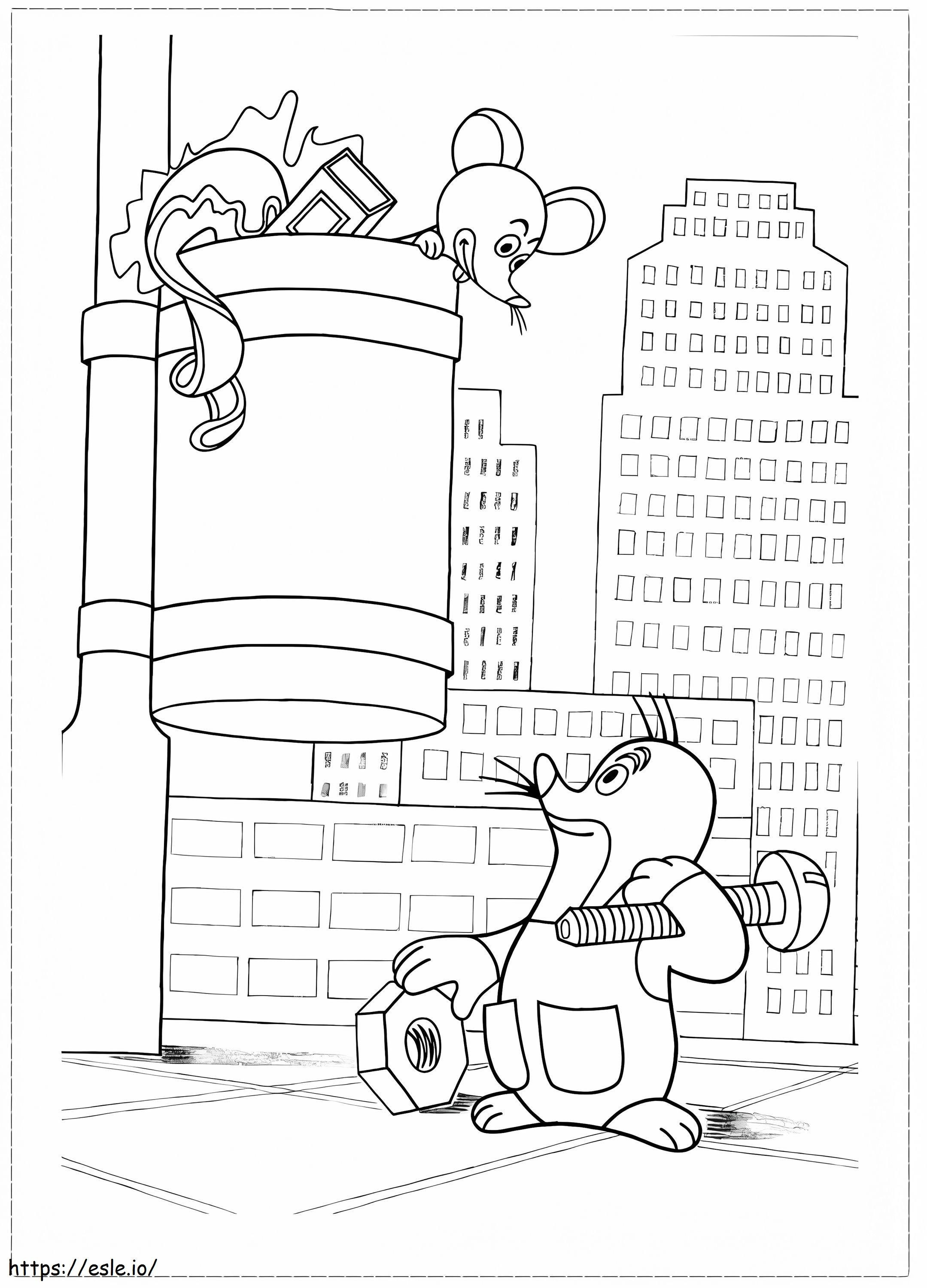 Mouse And Krtek coloring page