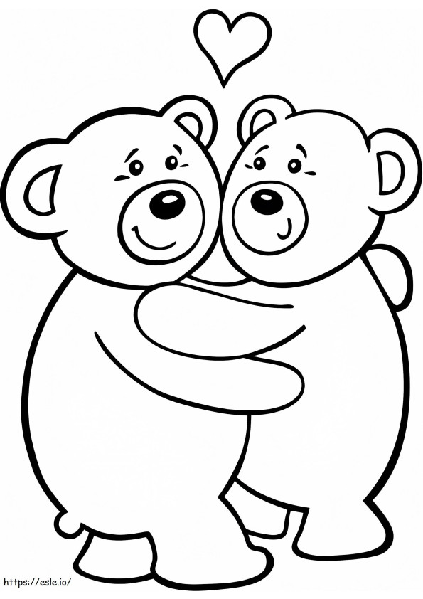 Coloriage Couple d'ours en peluche à imprimer dessin