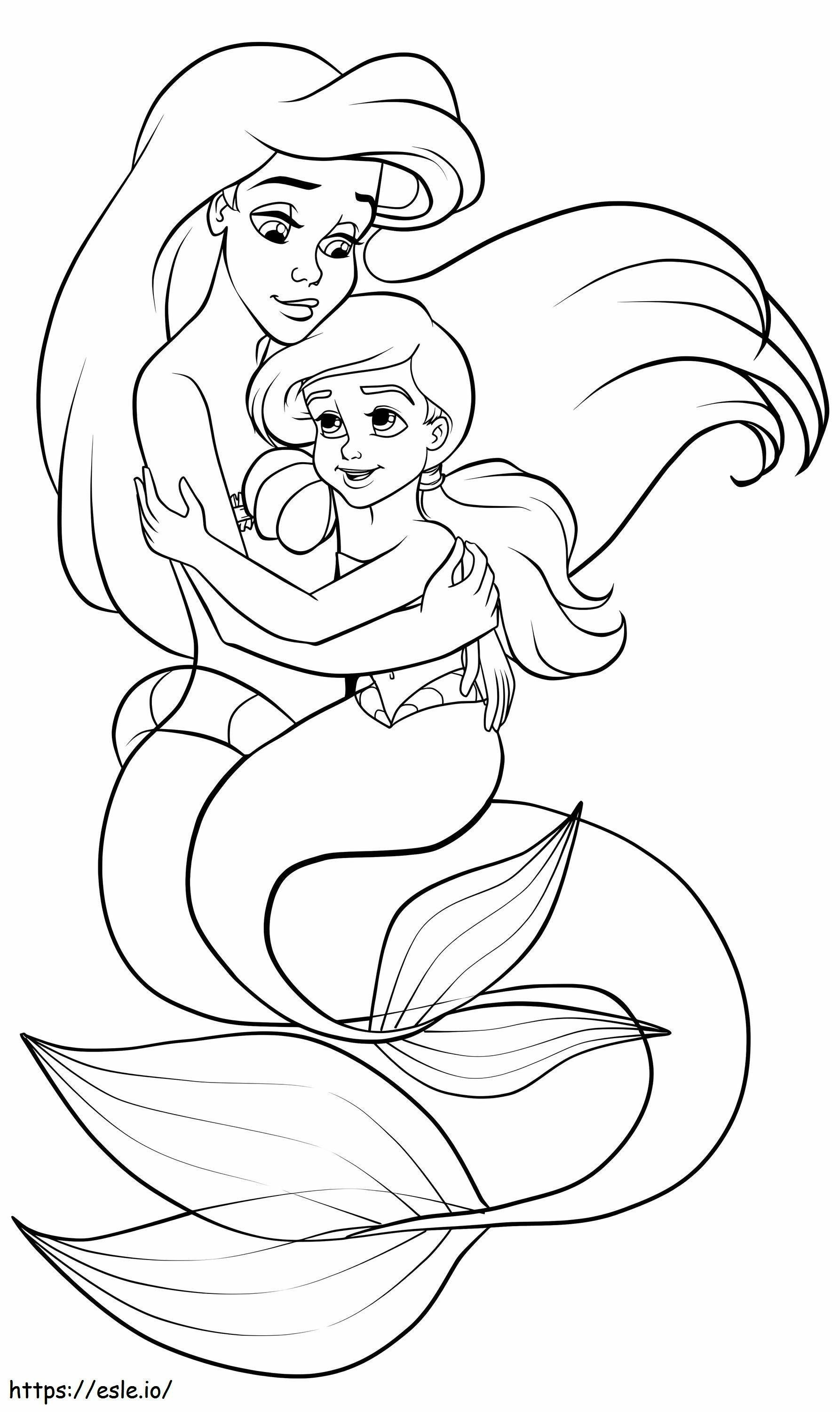 Two Mermaids Hugging coloring page