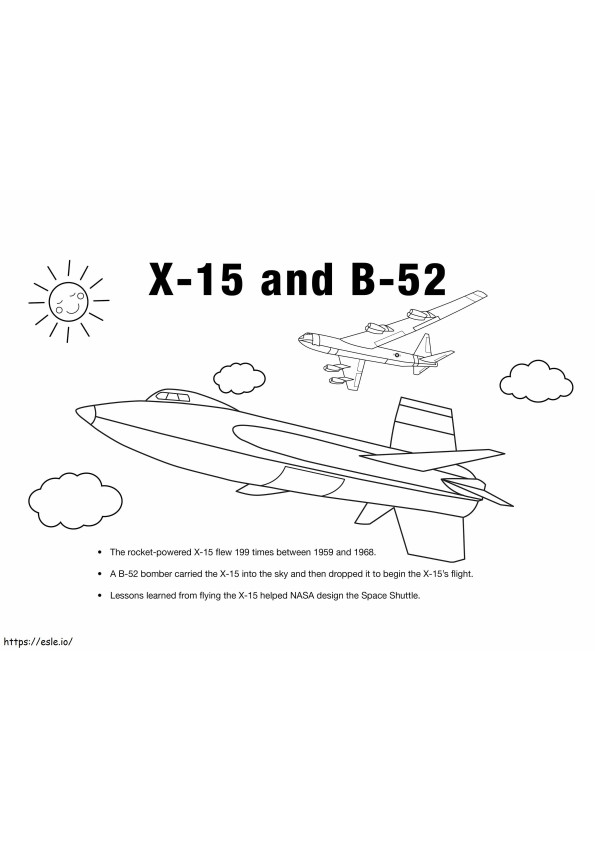 Planos X 15 Y B 52 Scaled coloring page