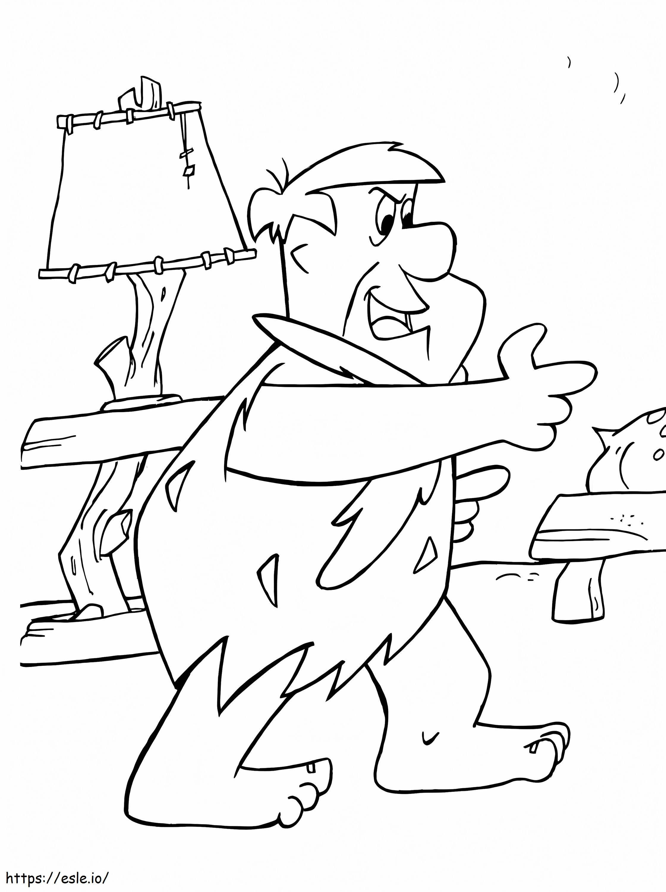 Coloriage Fred Flintstone drôle à imprimer dessin
