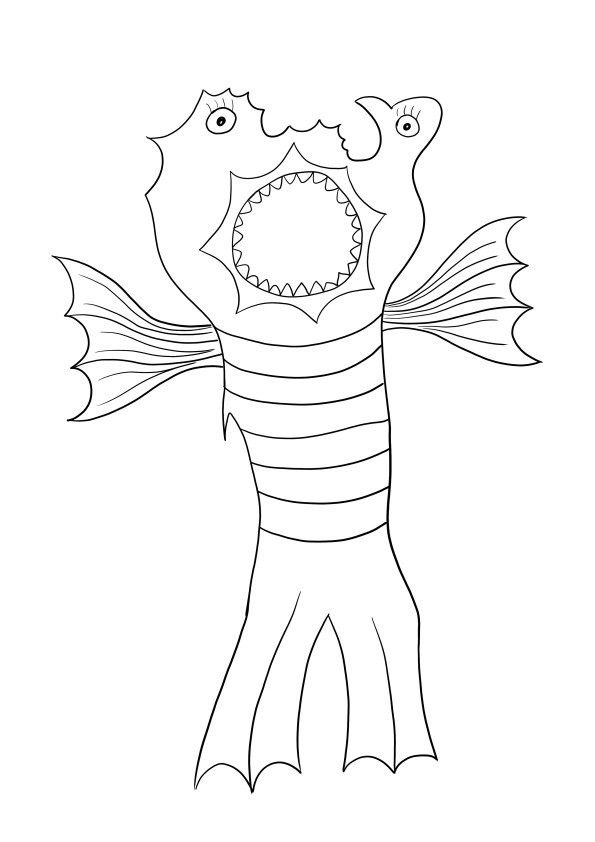 Open mouth monster free to print and color image