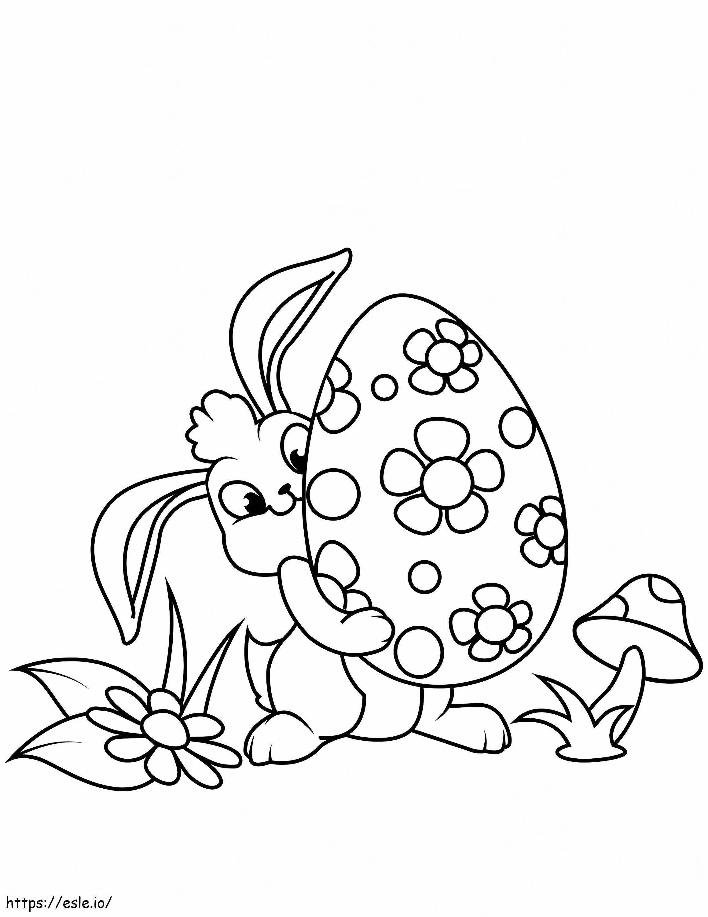 Coloriage Lapin de Pâques avec oeuf à imprimer dessin