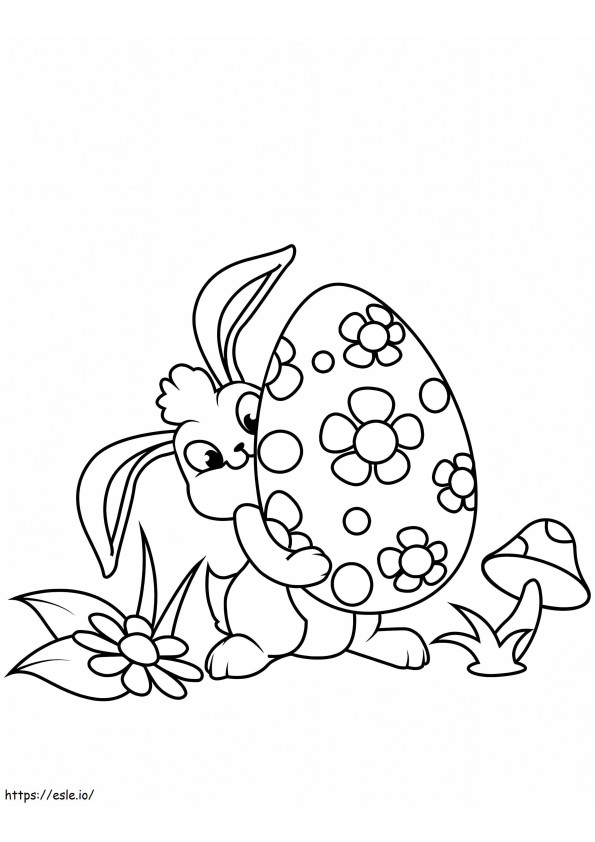 Coelhinho da Páscoa com ovo para colorir