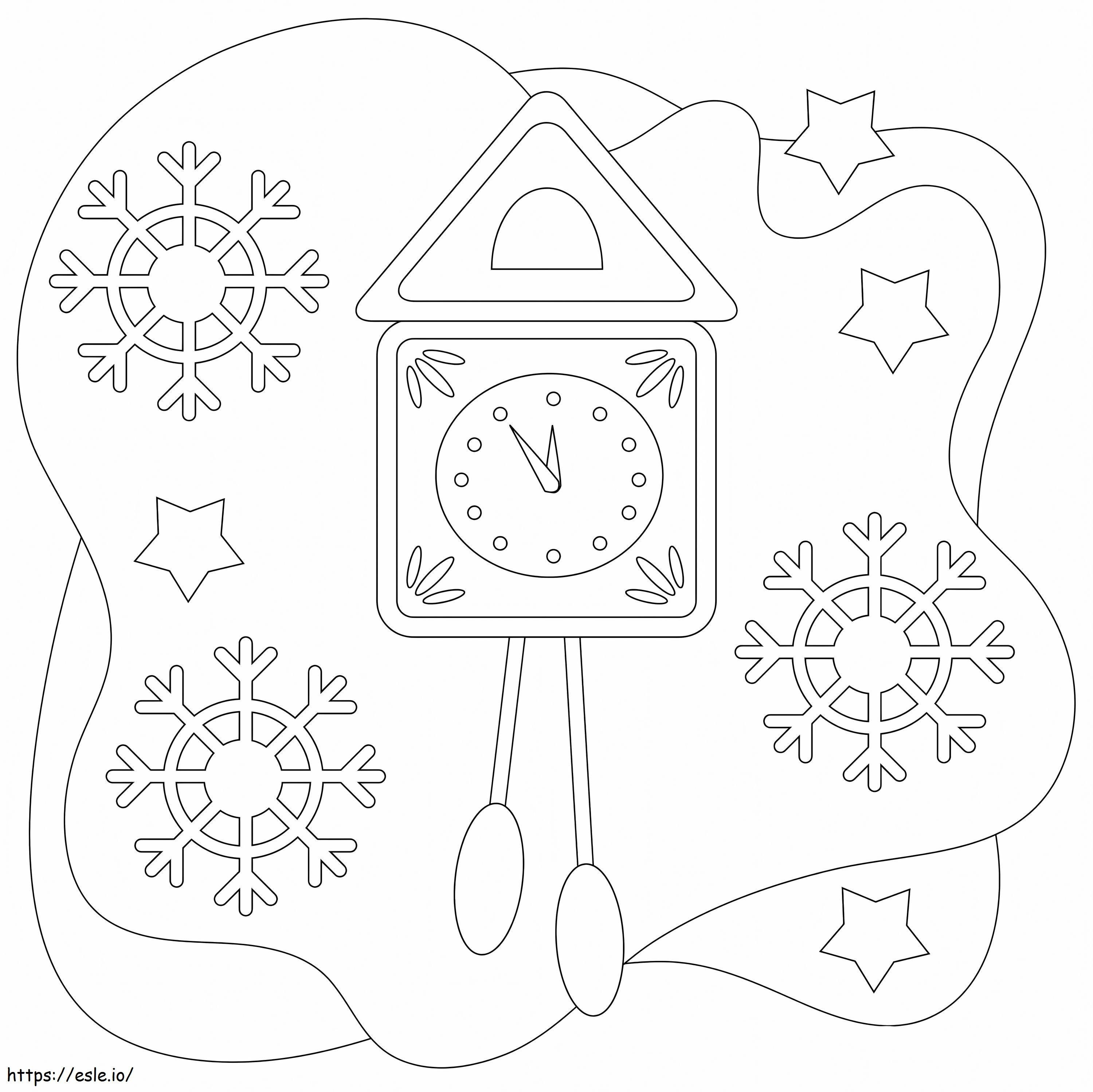 Reloj en la nieve para colorear