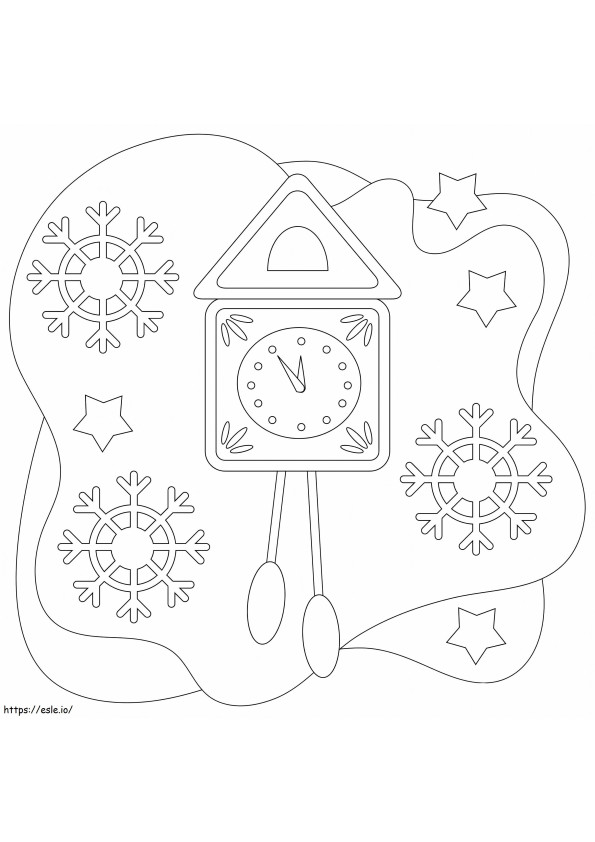 雪の中の時計 ぬりえ - 塗り絵