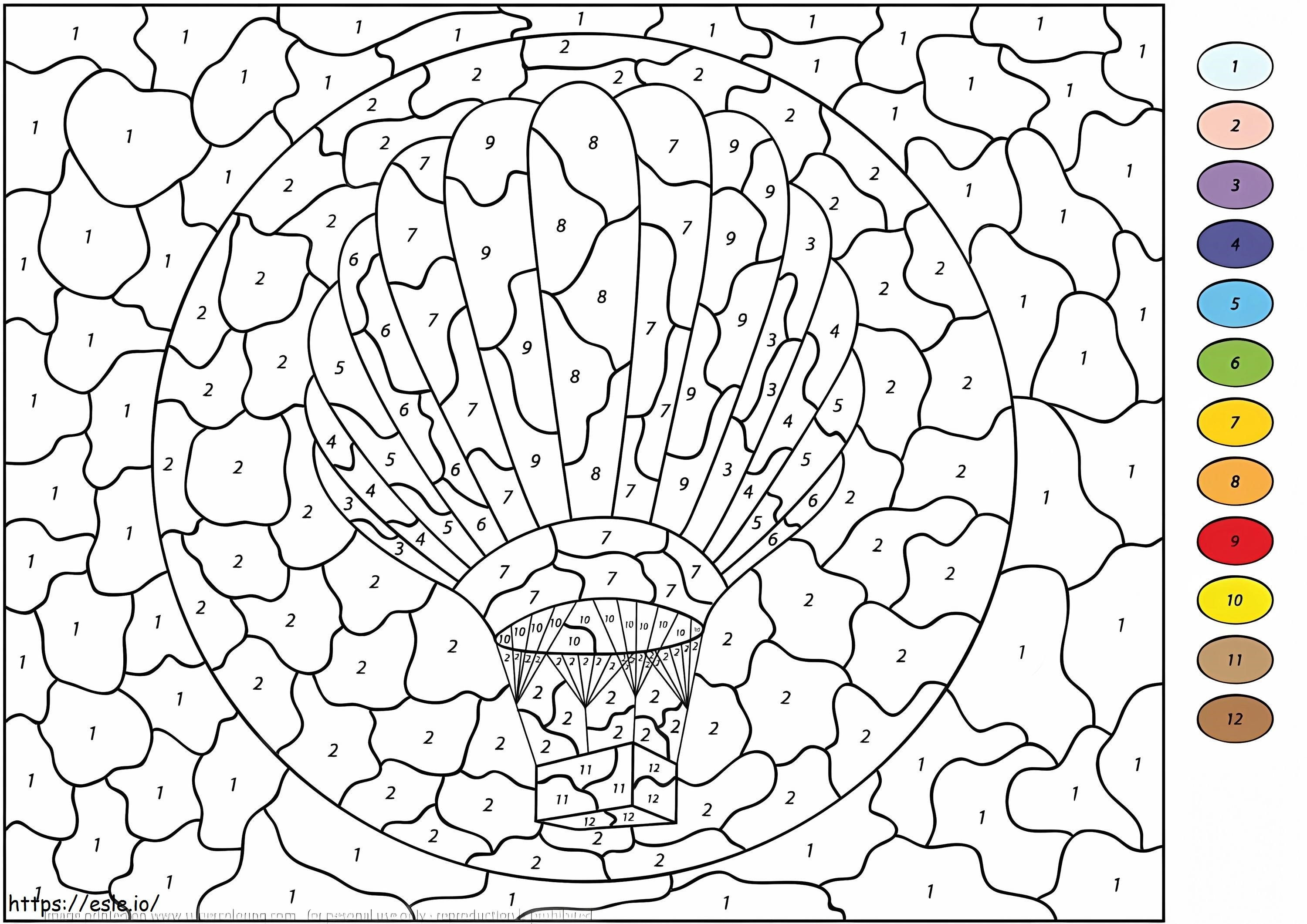 Hot Air Balloon Color By Number coloring page