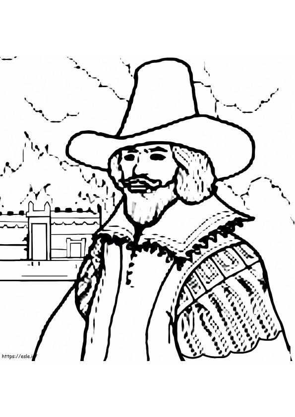 Guy Fawkes 6 coloring page