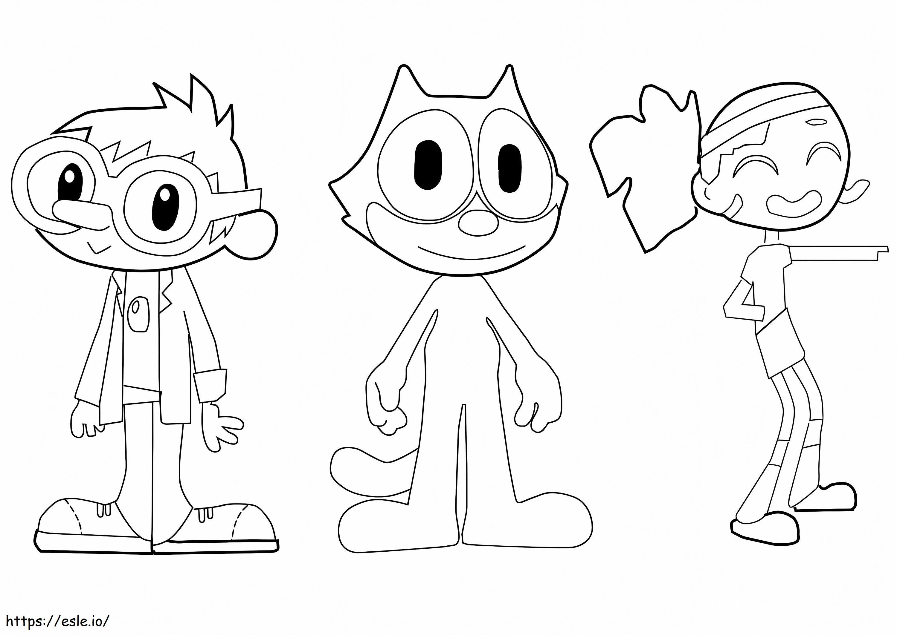Felix, o gato e amigos para colorir