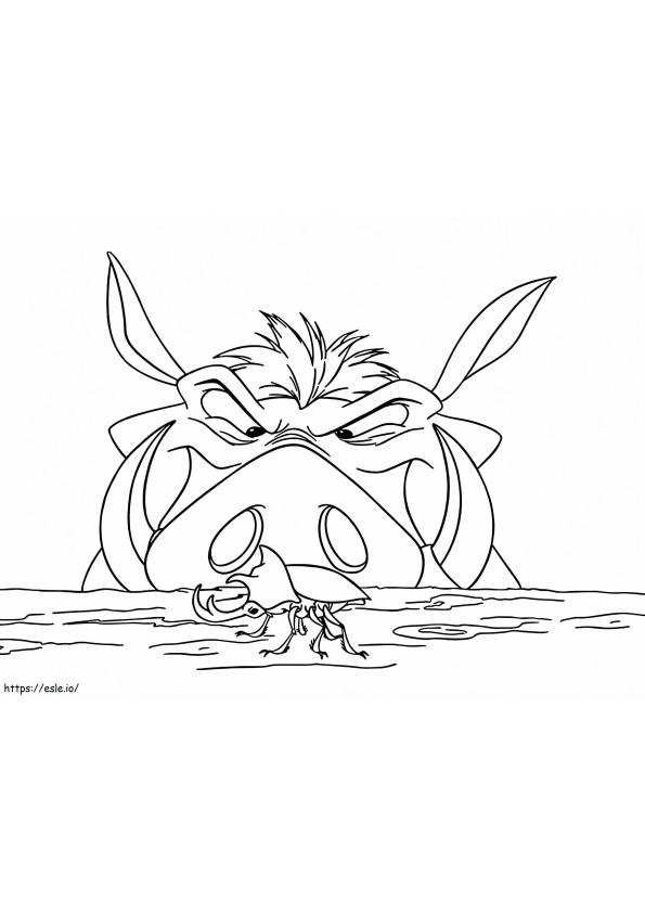 Pumbaa And A Beetle coloring page
