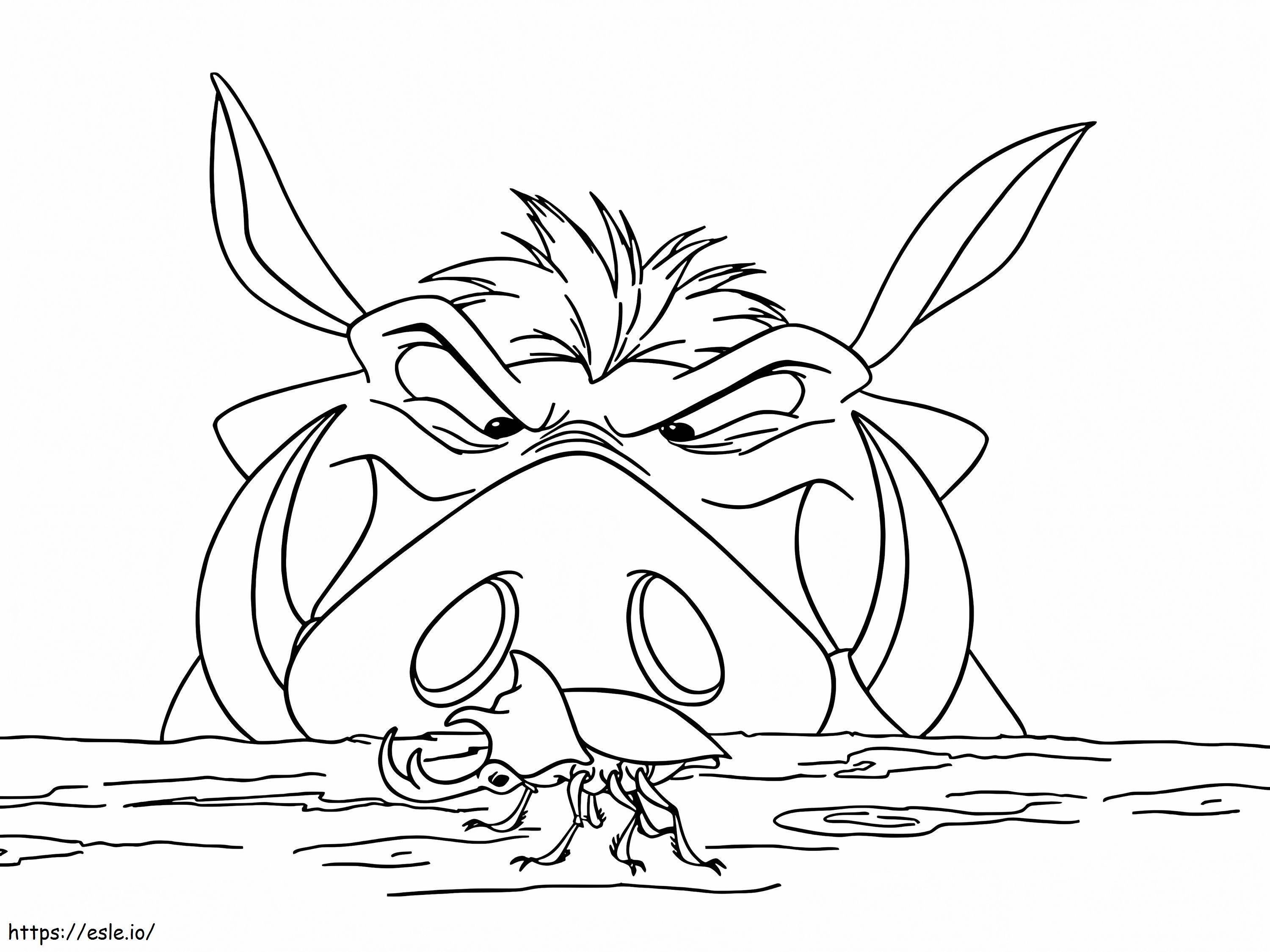Pumbaa And A Beetle coloring page