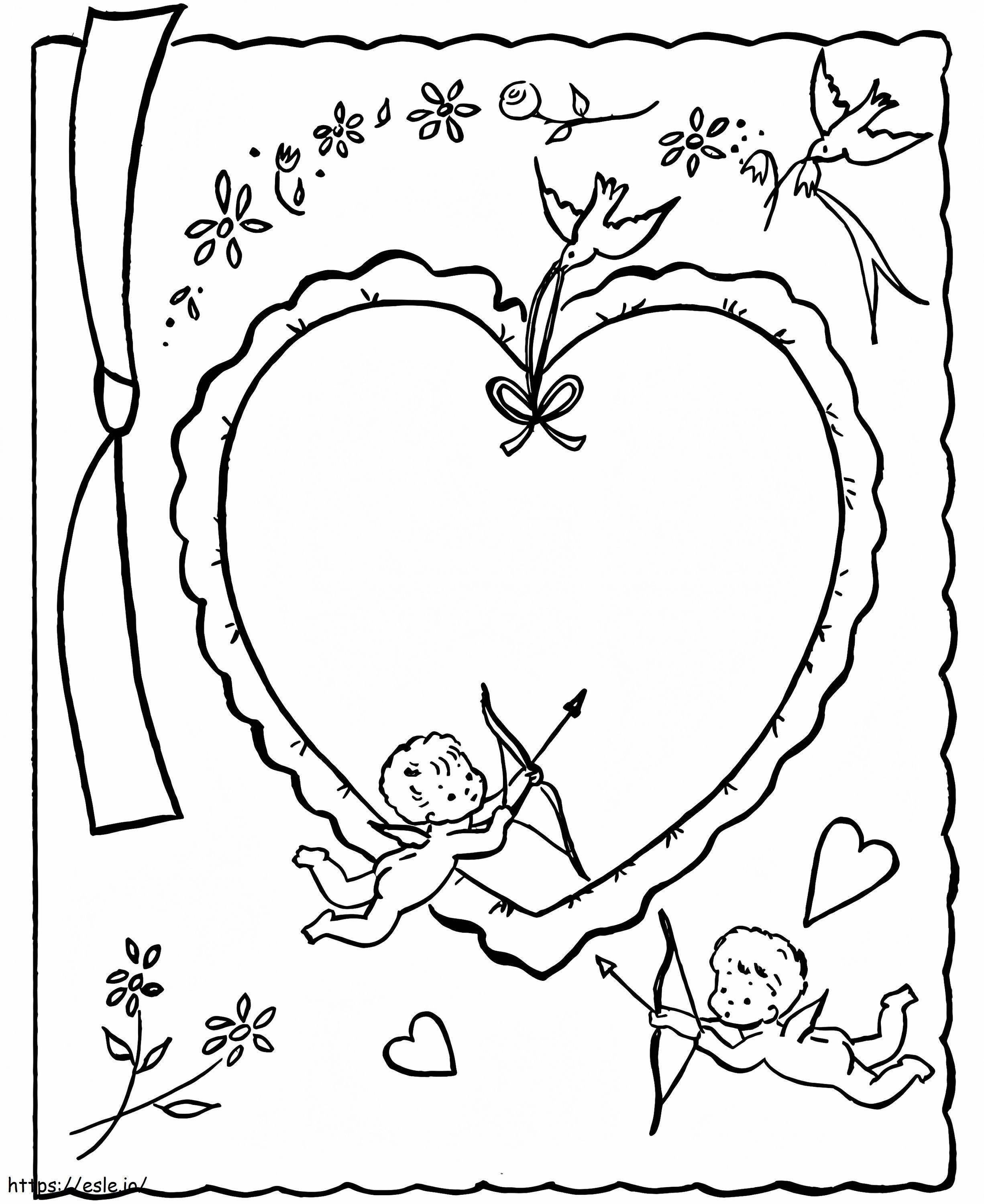 Coloriage Adorable carte de Saint Valentin à imprimer dessin