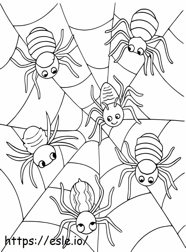 Kuusi hämähäkkipesää värityskuva