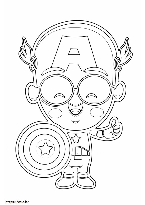 Desvío de Chibi Capitán América para colorear