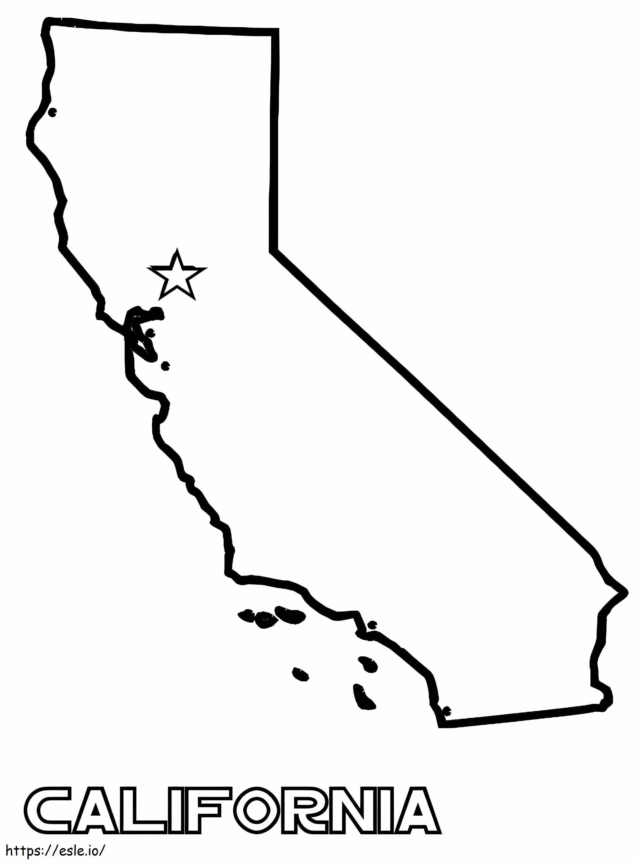 Kalifornian kartta värityskuva