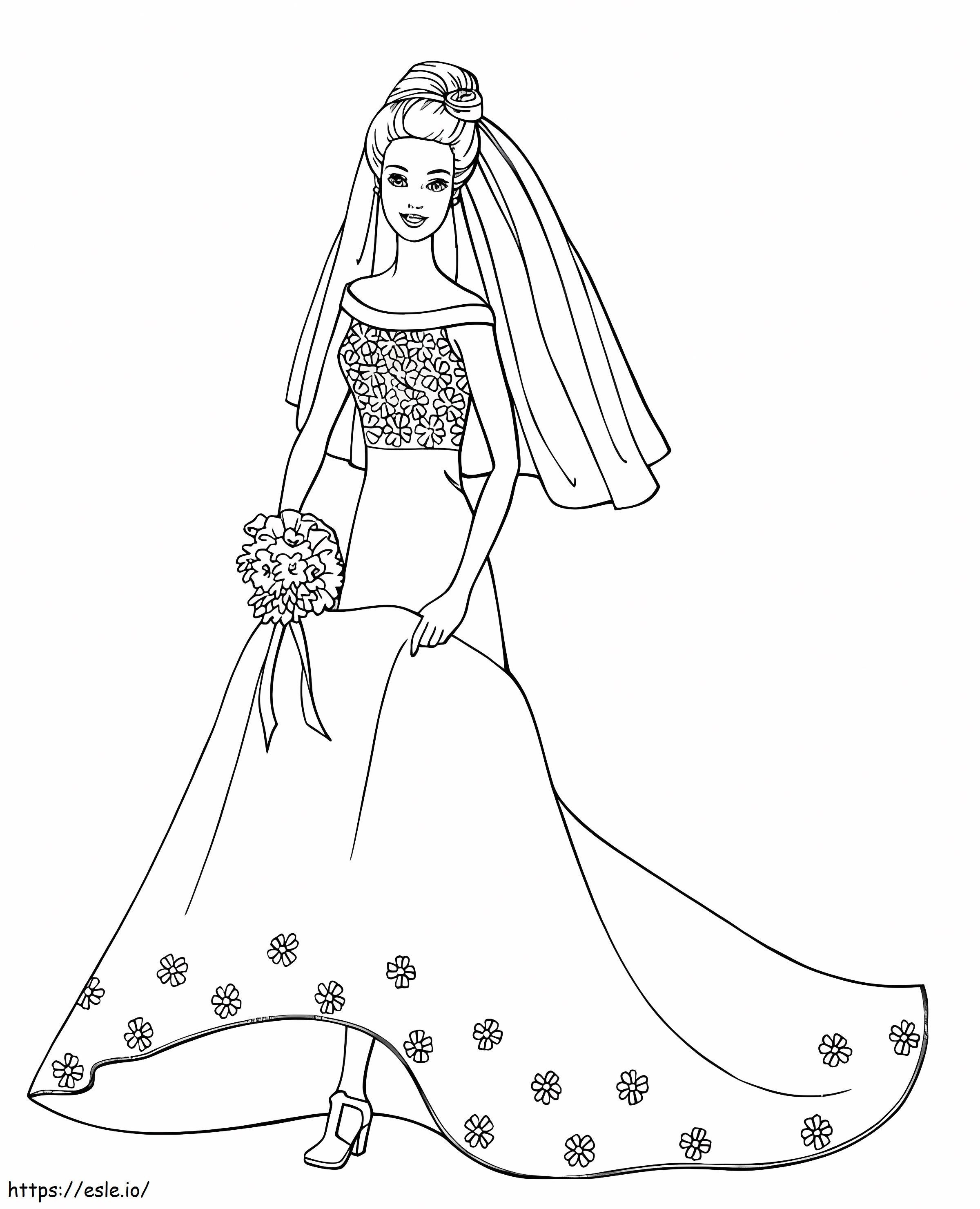 Barbie On Wedding Dress coloring page