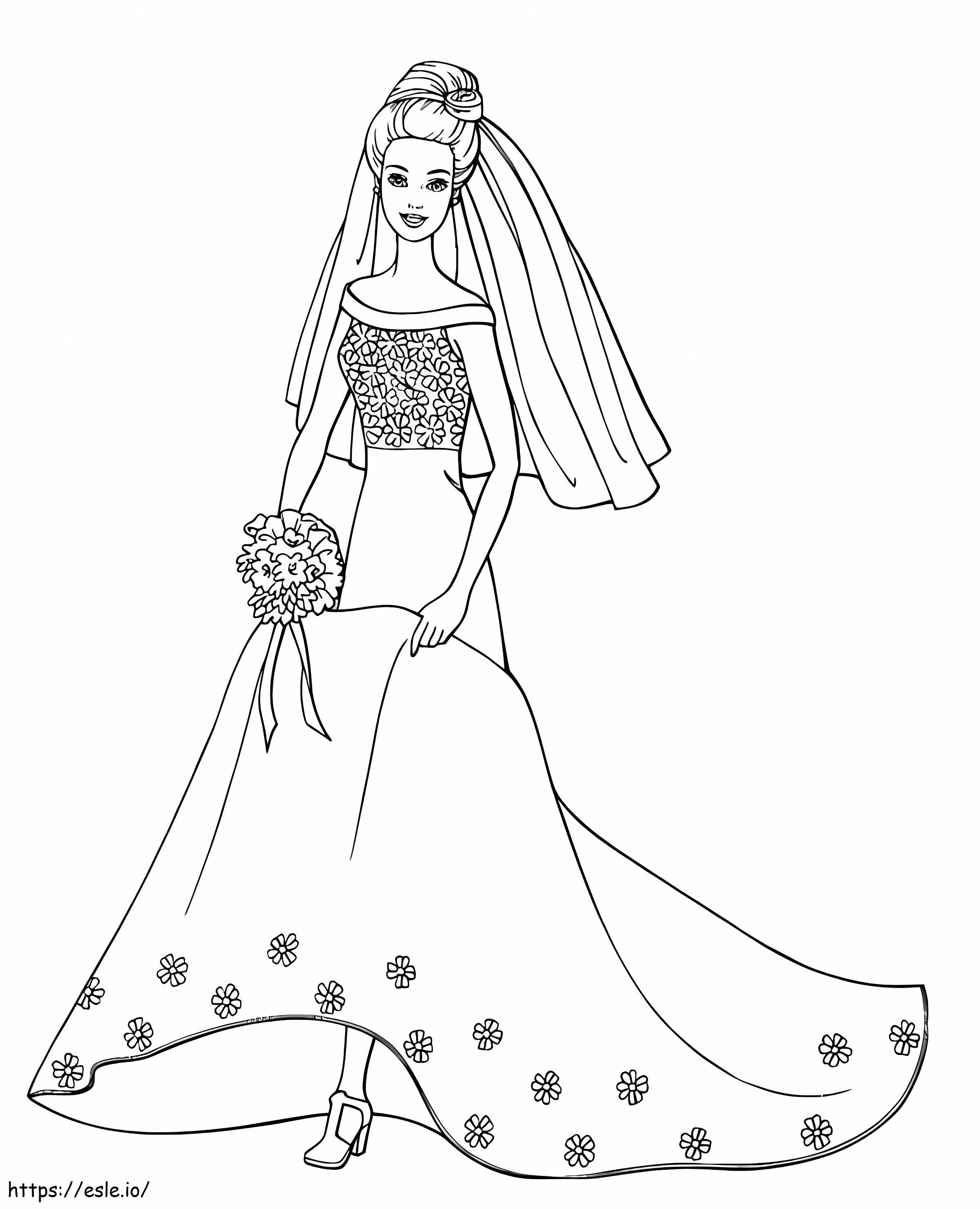 Barbie On Wedding Dress coloring page