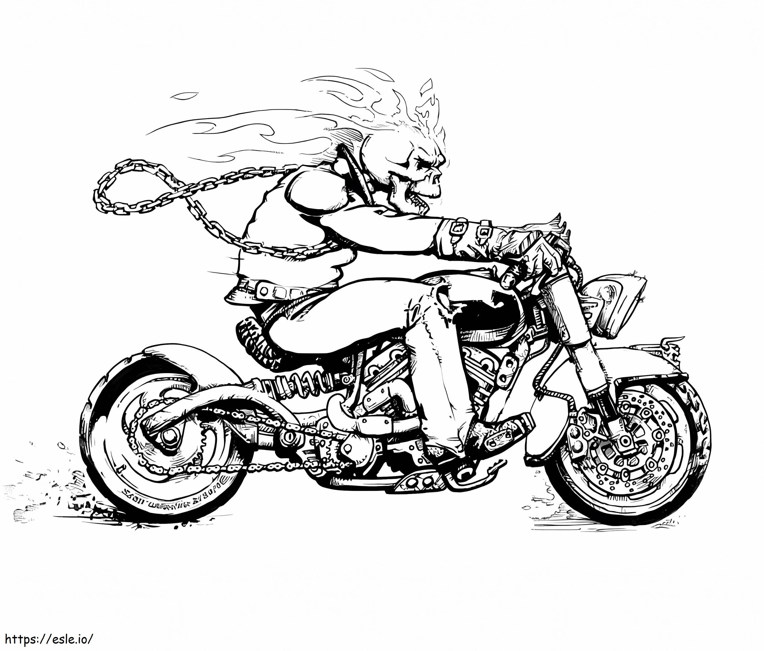 Ghost Rider in sella alla moto da colorare