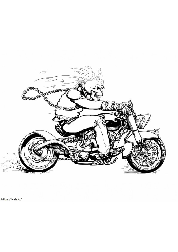 Coloriage Ghost Rider chevauchant une moto à imprimer dessin