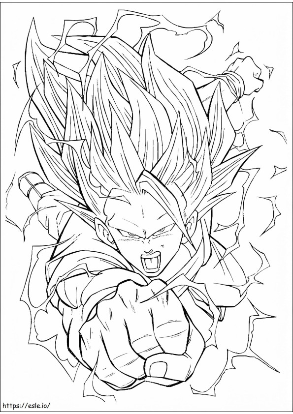 Coloriage Son Goku frappe à imprimer dessin