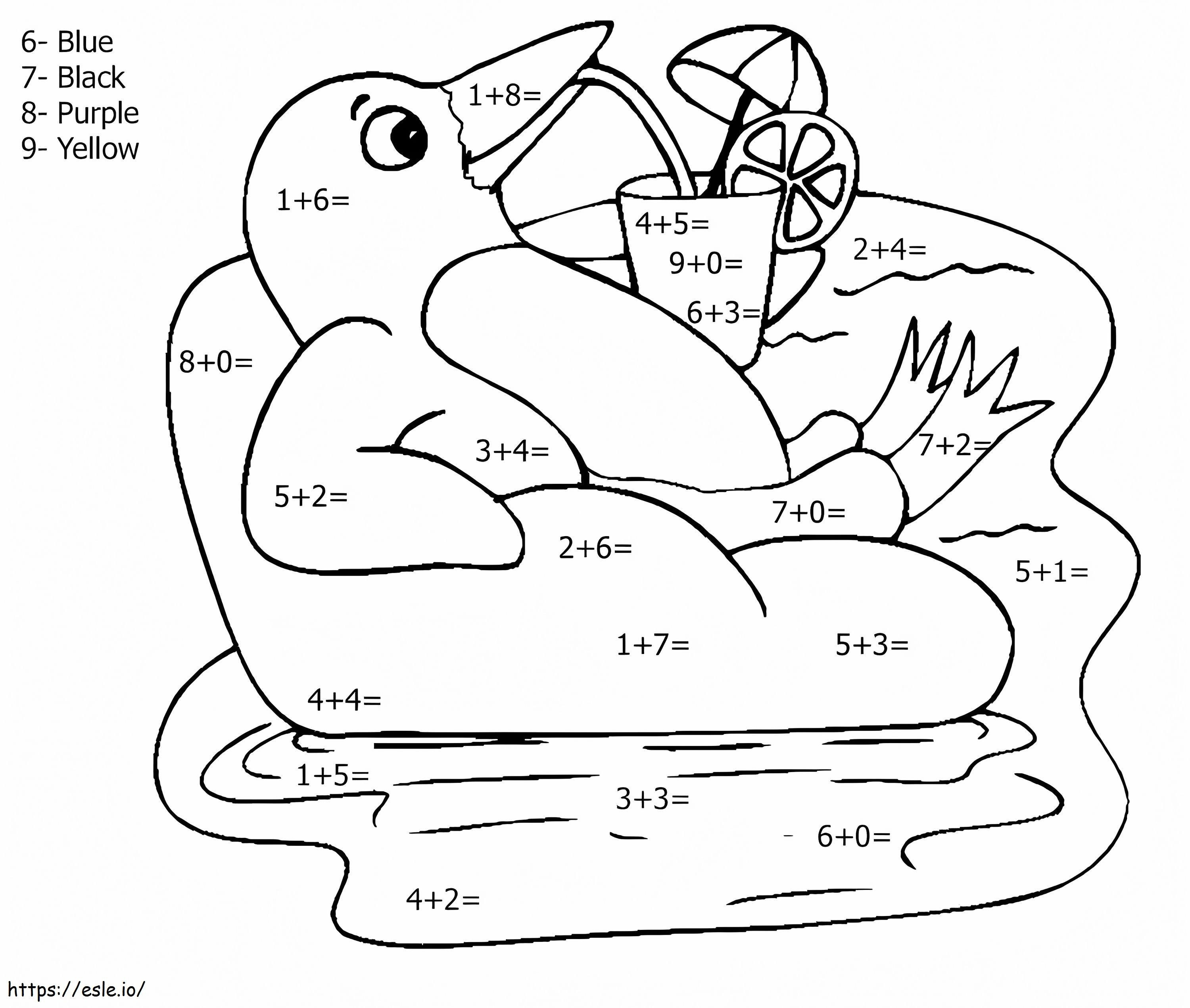 Zabawny arkusz matematyczny pingwina kolorowanka